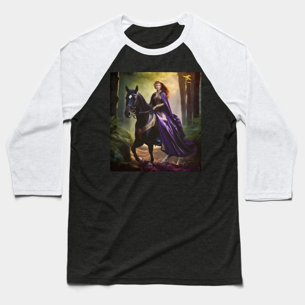 High Priestess on Horseback Baseball T-Shirt by PurplePeacock